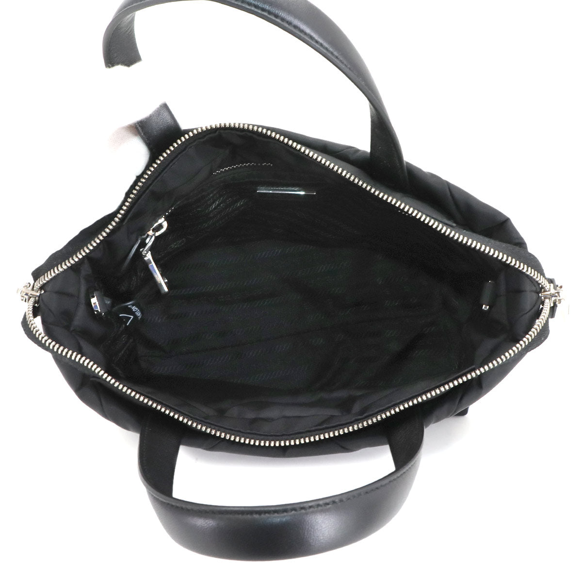 Small Padded 2way Tote Shoulder Bag Nylon Leather Nero 1BG373