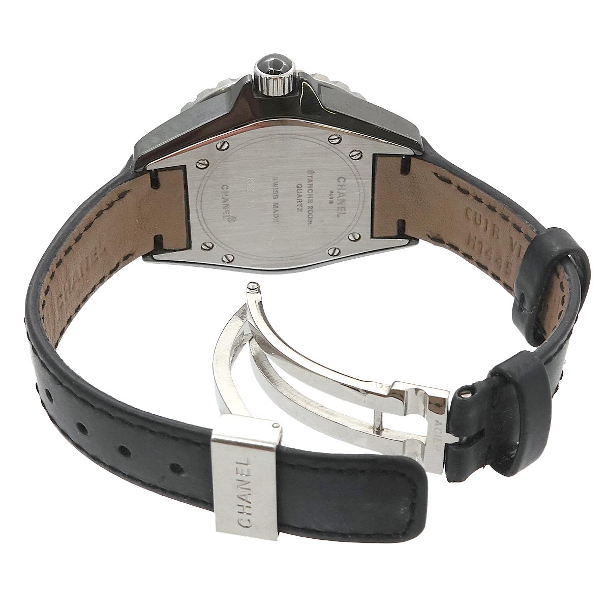 J12 33mm H0680 Quartz Date Ceramic Black Dial Ladies Watch