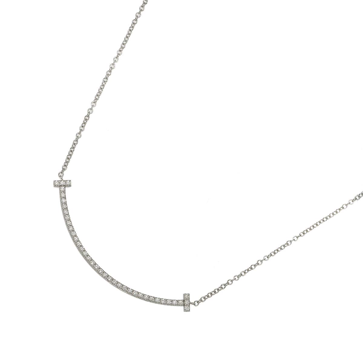 T Smile Diamond Necklace SM 18K White Gold 750