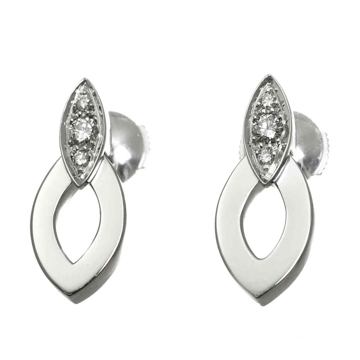 Diamond Earrings Pierced 18K White Gold 750