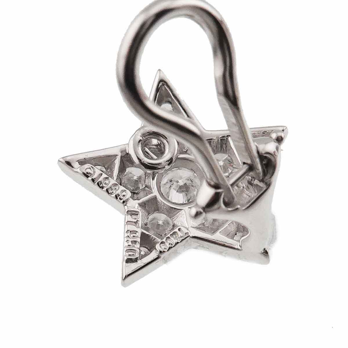 Star Motif Diamond Earrings Clip on Platinum