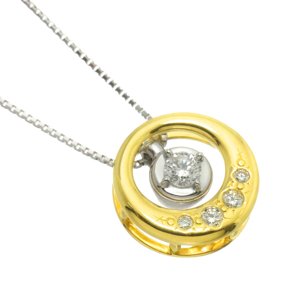 Diamond 0.18ct/0.09ct Necklace 18K WG YG 750