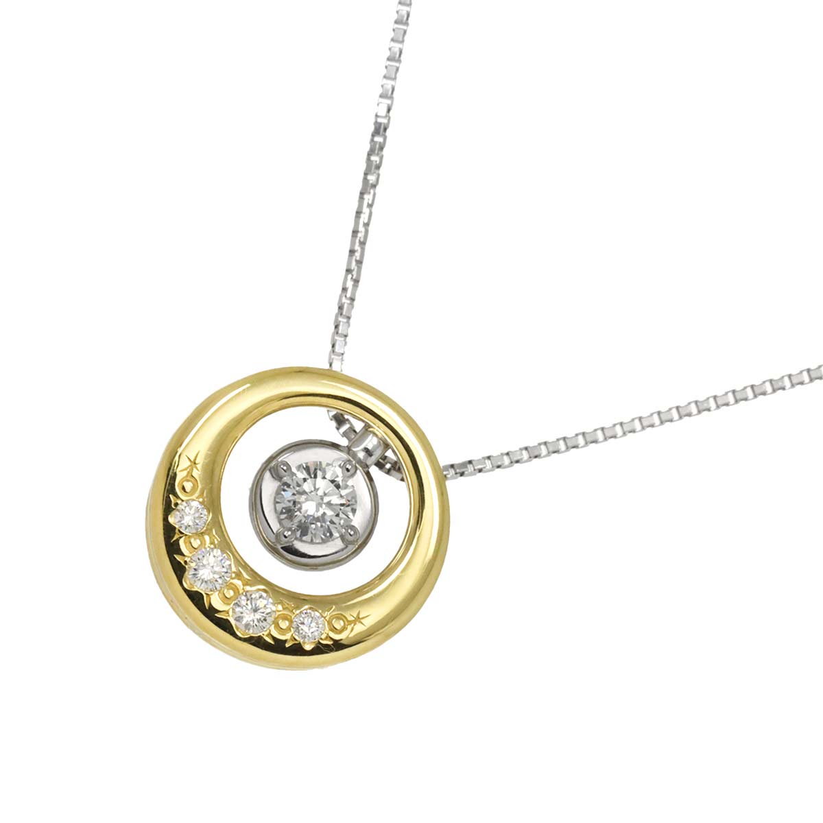 Diamond 0.18ct/0.09ct Necklace 18K WG YG 750