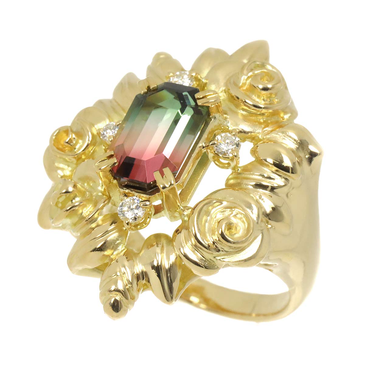 Tourmaline 2.22ct Diamond 0.14ct Ring 18K YG 750 size6(US)