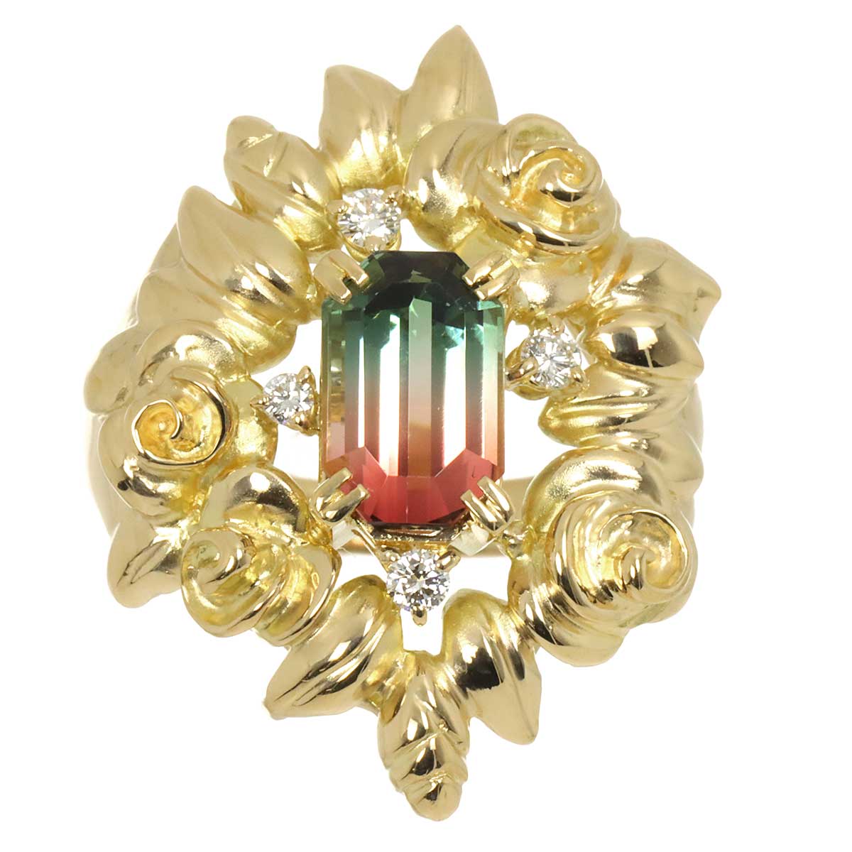 Tourmaline 2.22ct Diamond 0.14ct Ring 18K YG 750 size6(US)