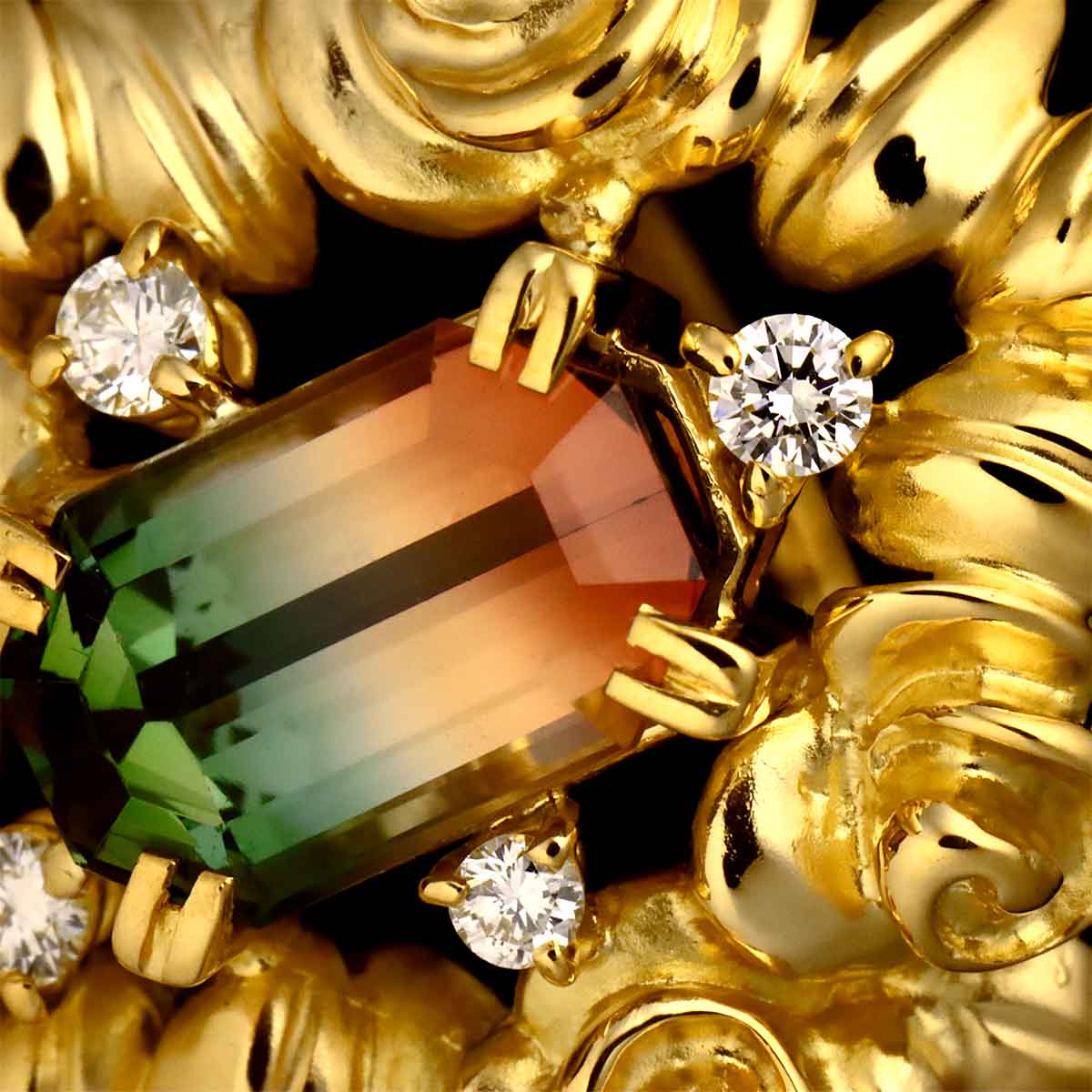 Tourmaline 2.22ct Diamond 0.14ct Ring 18K YG 750 size6(US)