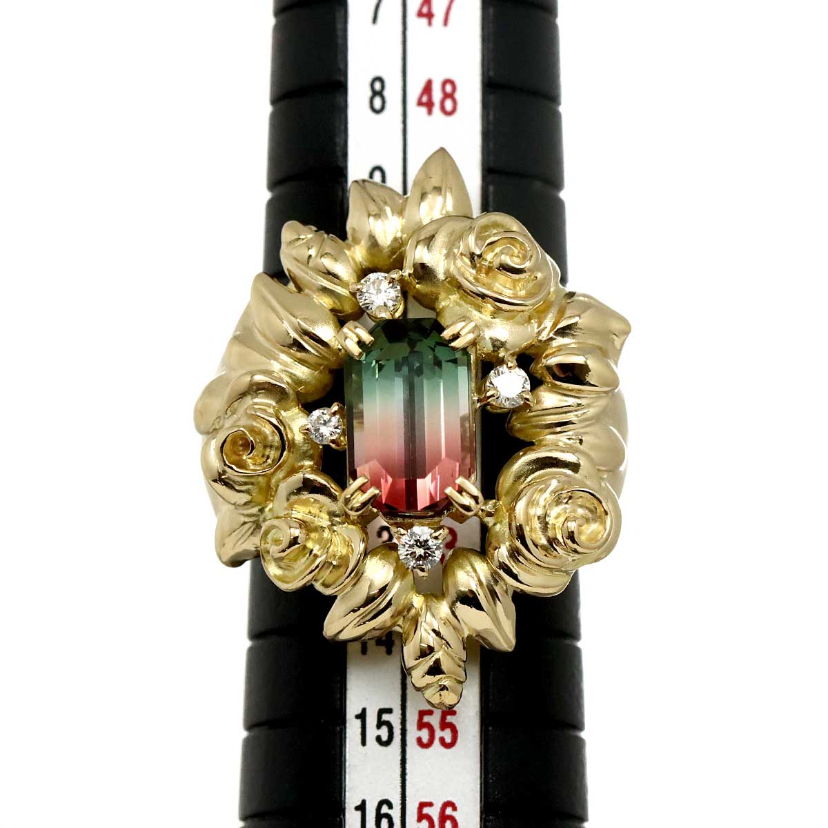 Tourmaline 2.22ct Diamond 0.14ct Ring 18K YG 750 size6(US)