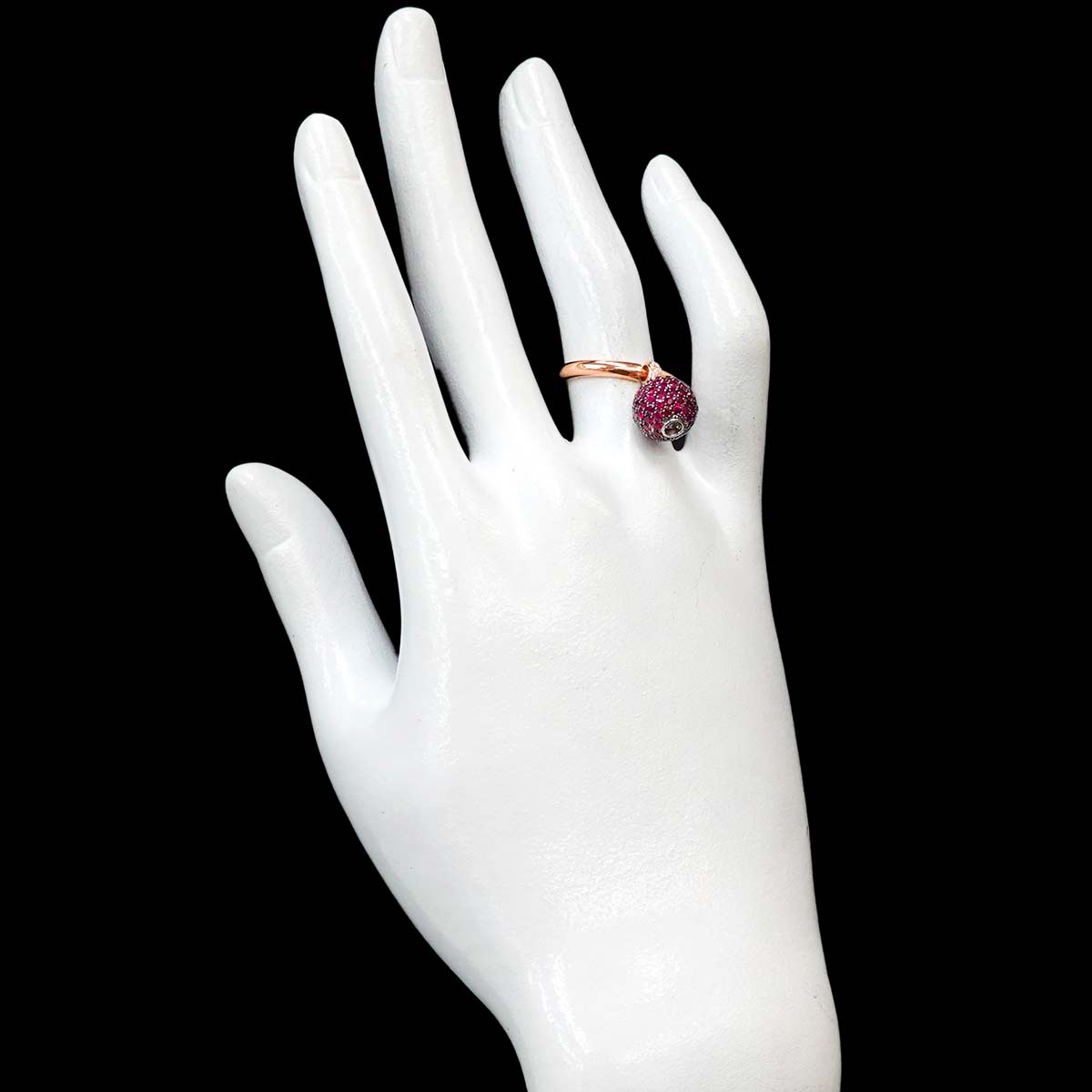 Ruby Diamond 0.07ct Ring 18K PG 750 Size6(US)