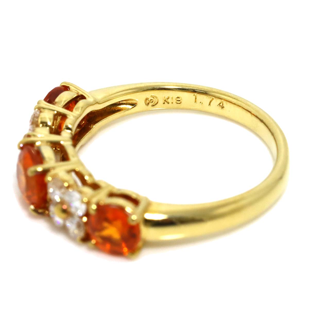 Garnet 1.74ct Diamond 0.33ct Ring 18K YG 750 Size5.5-5.75(US)