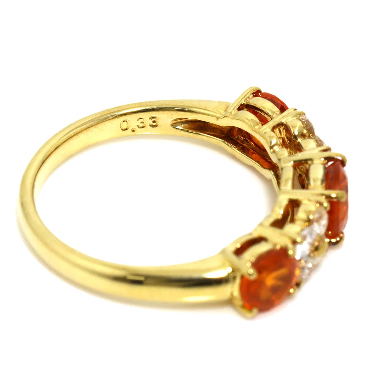 Garnet 1.74ct Diamond 0.33ct Ring 18K YG 750 Size5.5-5.75(US)