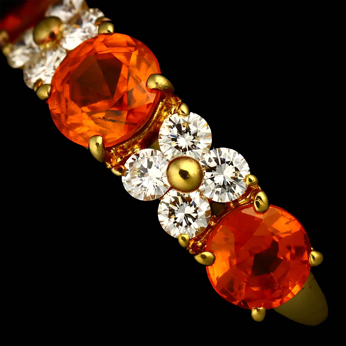 Garnet 1.74ct Diamond 0.33ct Ring 18K YG 750 Size5.5-5.75(US)