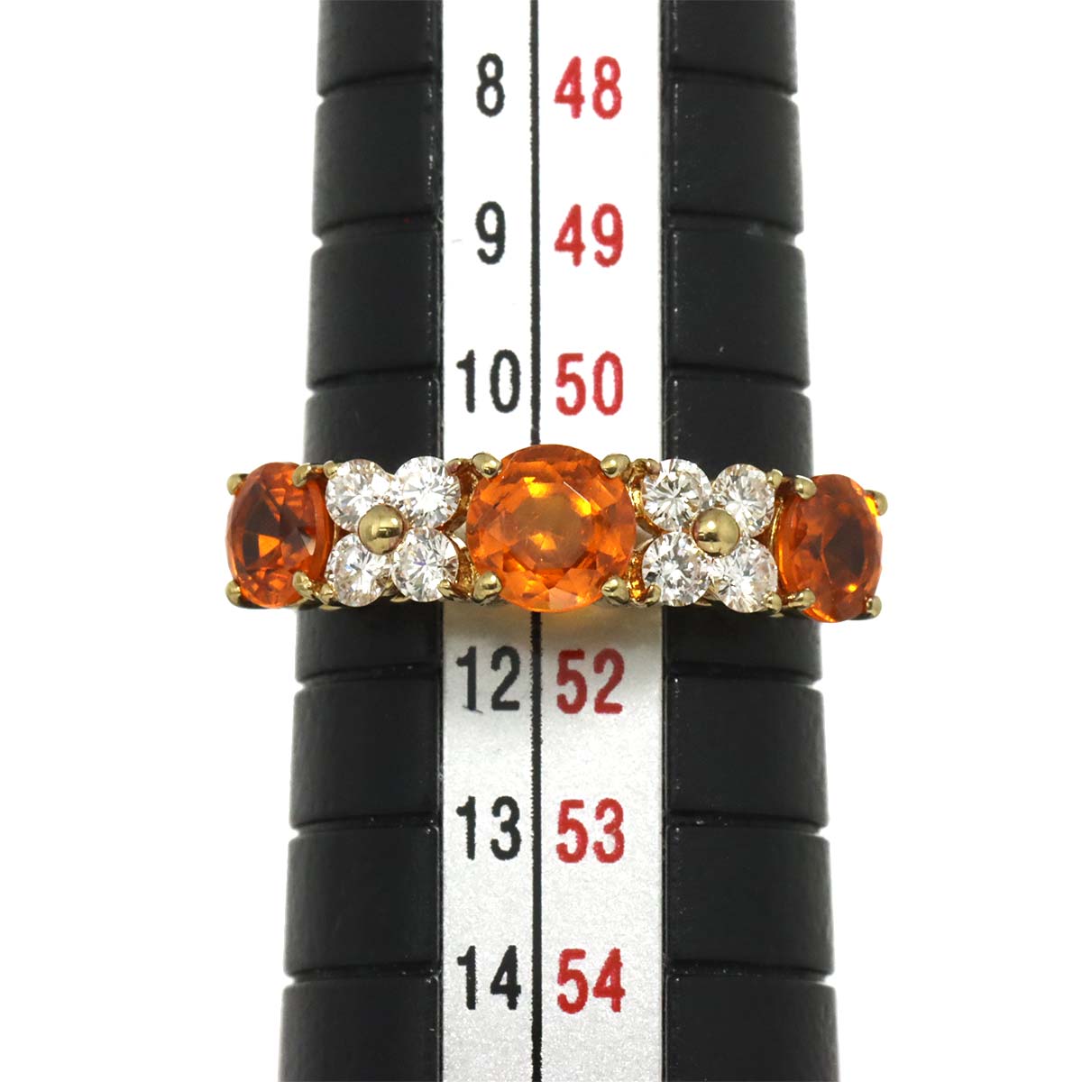 Garnet 1.74ct Diamond 0.33ct Ring 18K YG 750 Size5.5-5.75(US)