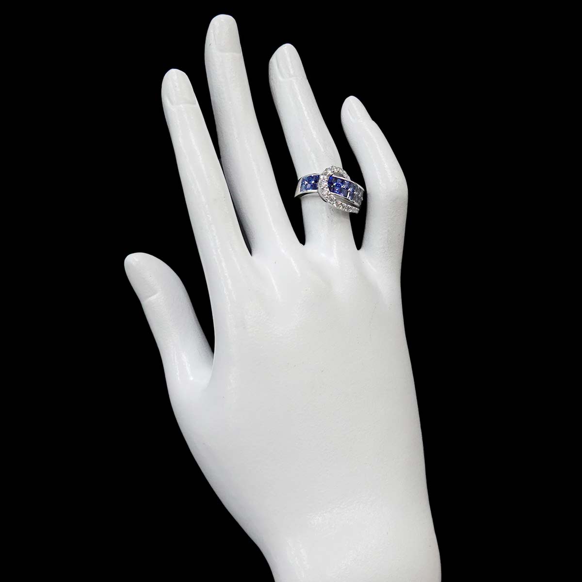 Sapphire 2.10ct Diamond 0.53ct Ring 18K WG 750 Size 5.25(US)