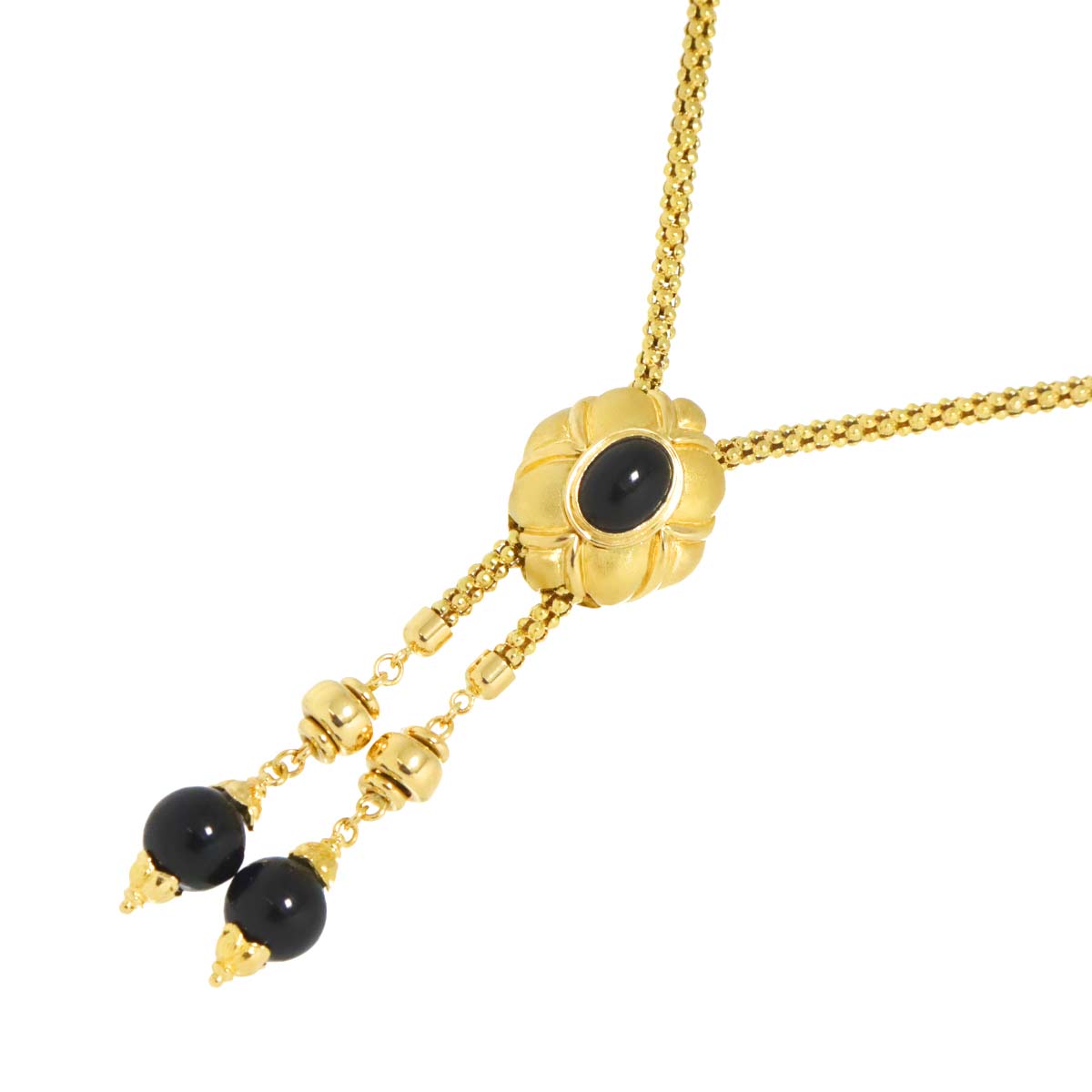 Onyx Long Necklace 18K YG 750