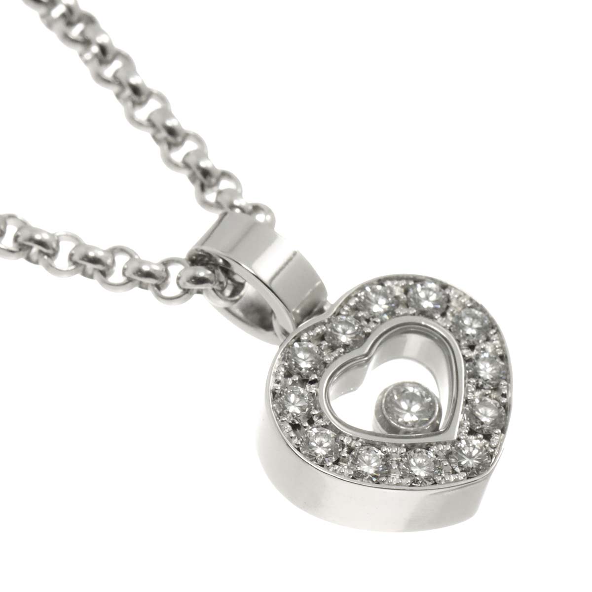Happy Diamond Heart Necklace 18K White Gold 750