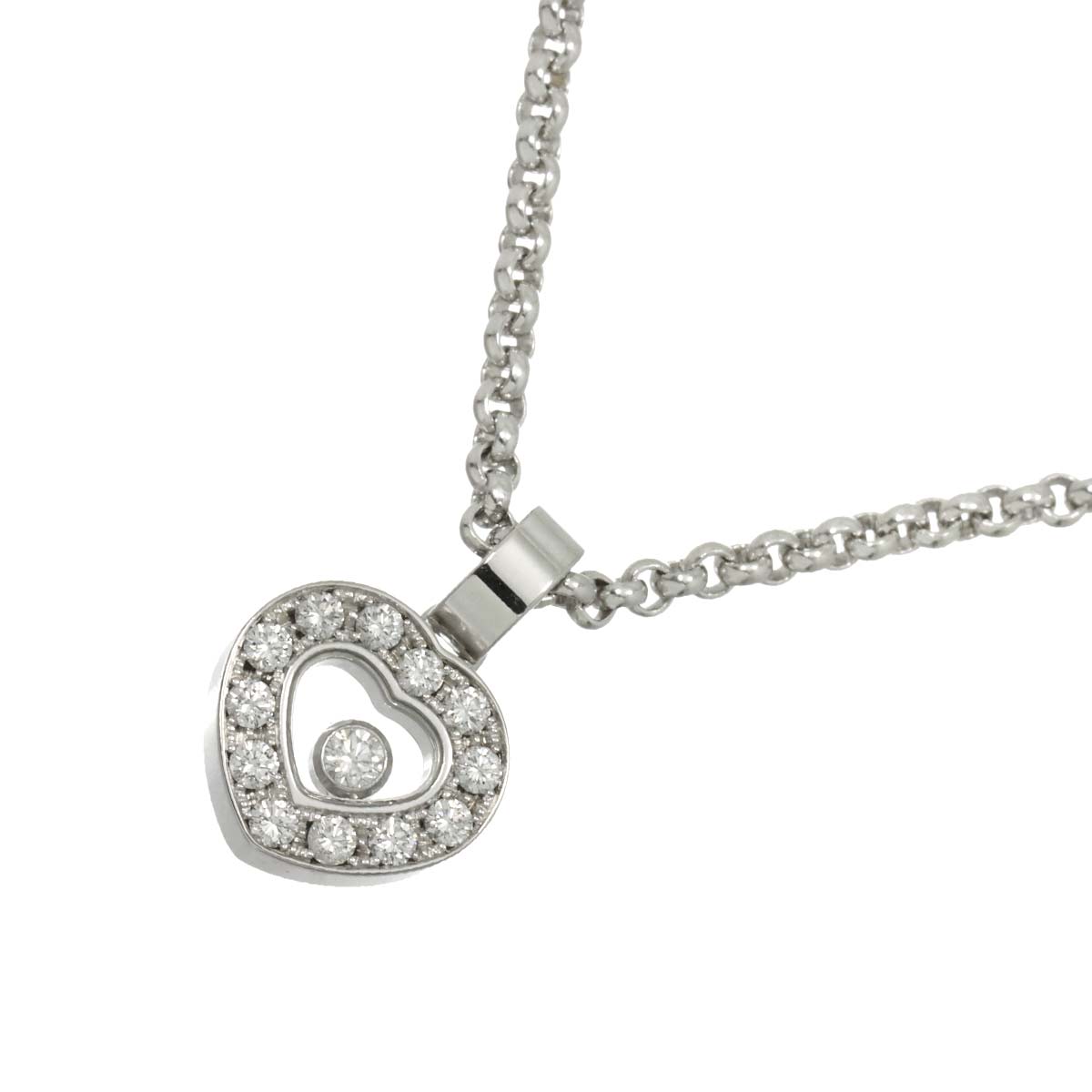 Happy Diamond Heart Necklace 18K White Gold 750