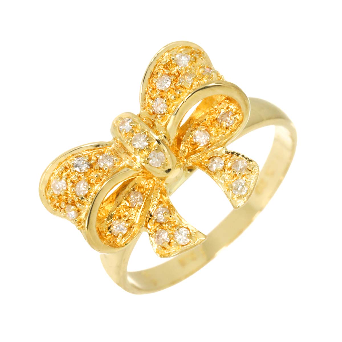 Diamond 0.20ct Ring 18K YG Yellow Gold 750 6.25-6.5(US)