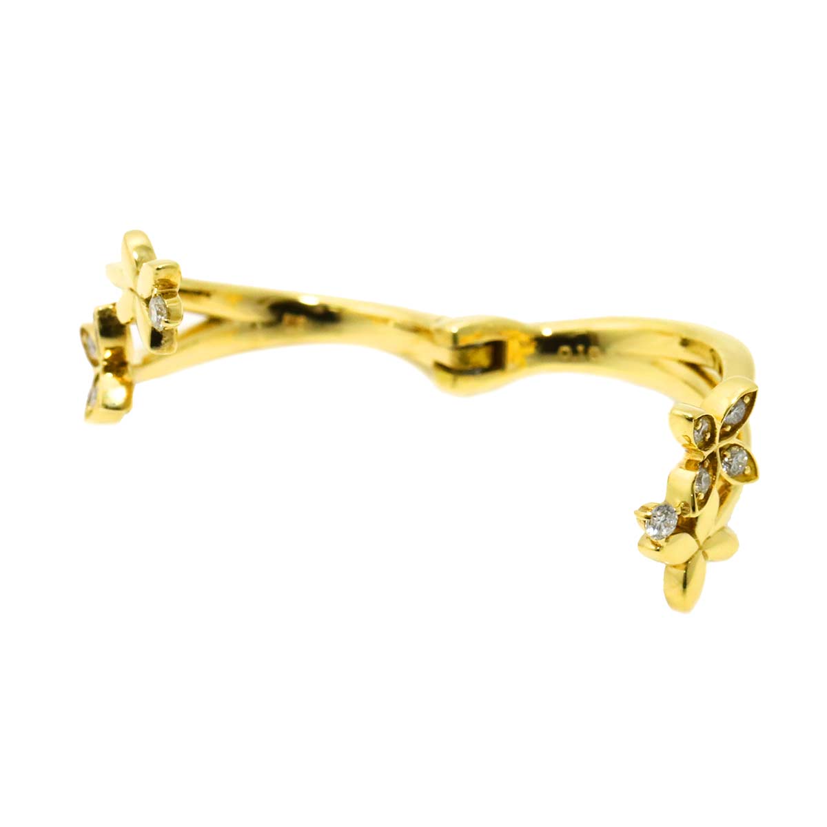 Diamond 0.16ct Ring 18K K18 YG Free size