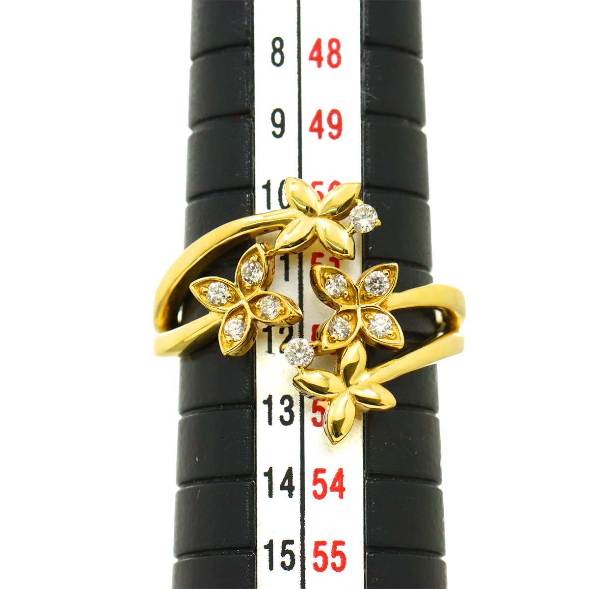 Diamond 0.16ct Ring 18K K18 YG Free size