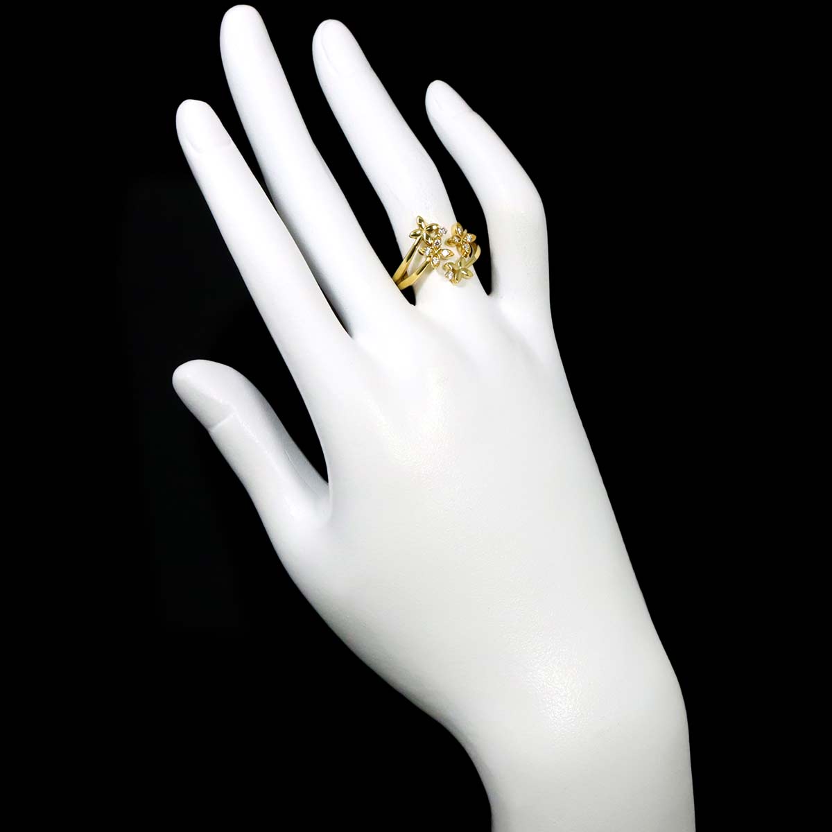 Diamond 0.16ct Ring 18K K18 YG Free size