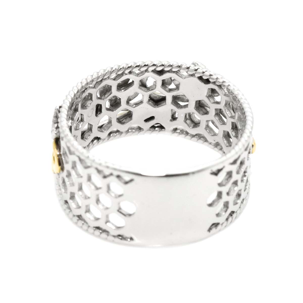 Diamond 0.08ct Ring 18K YG WG Yellow White Gold 750 size5.25-5.5(US)