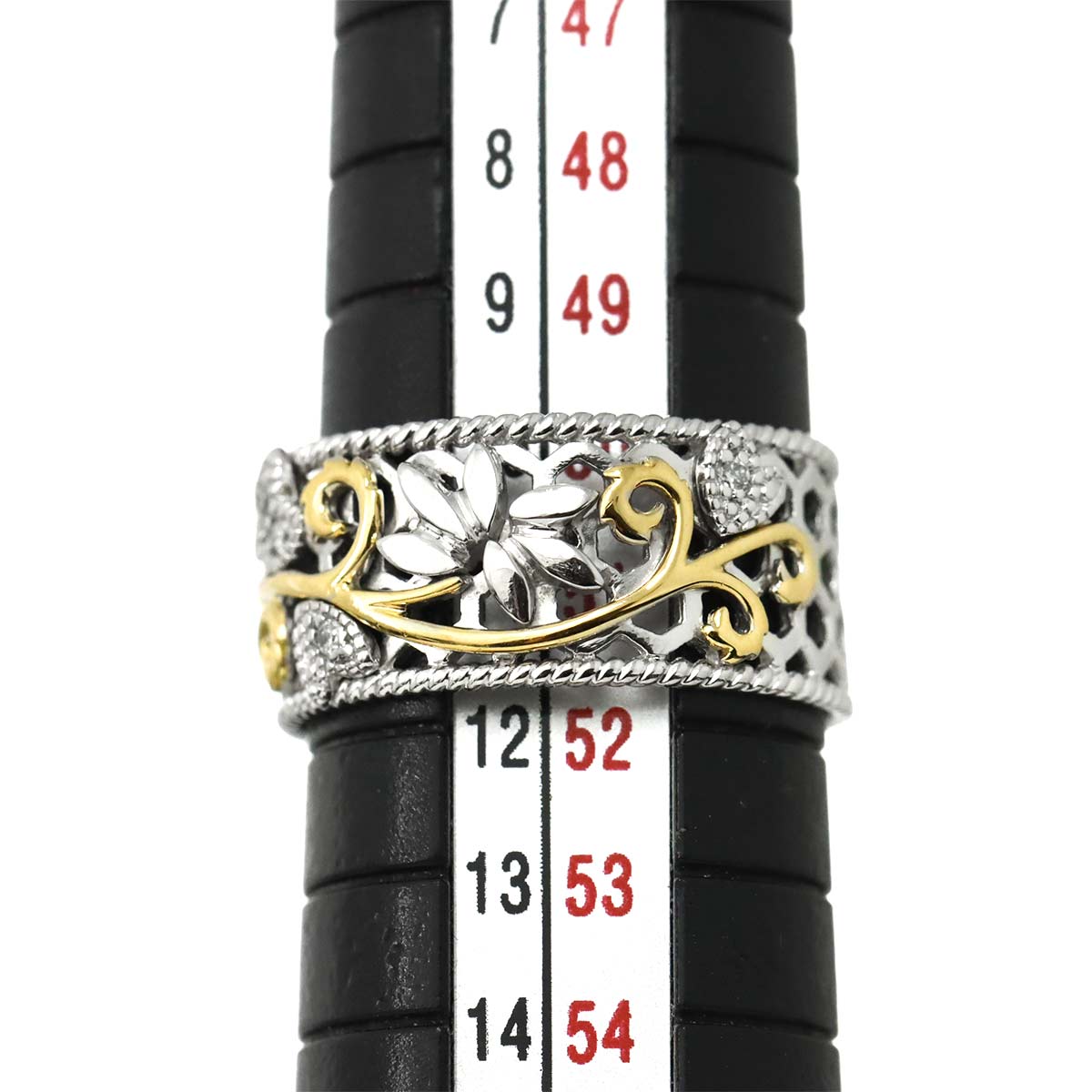 Diamond 0.08ct Ring 18K YG WG Yellow White Gold 750 size5.25-5.5(US)