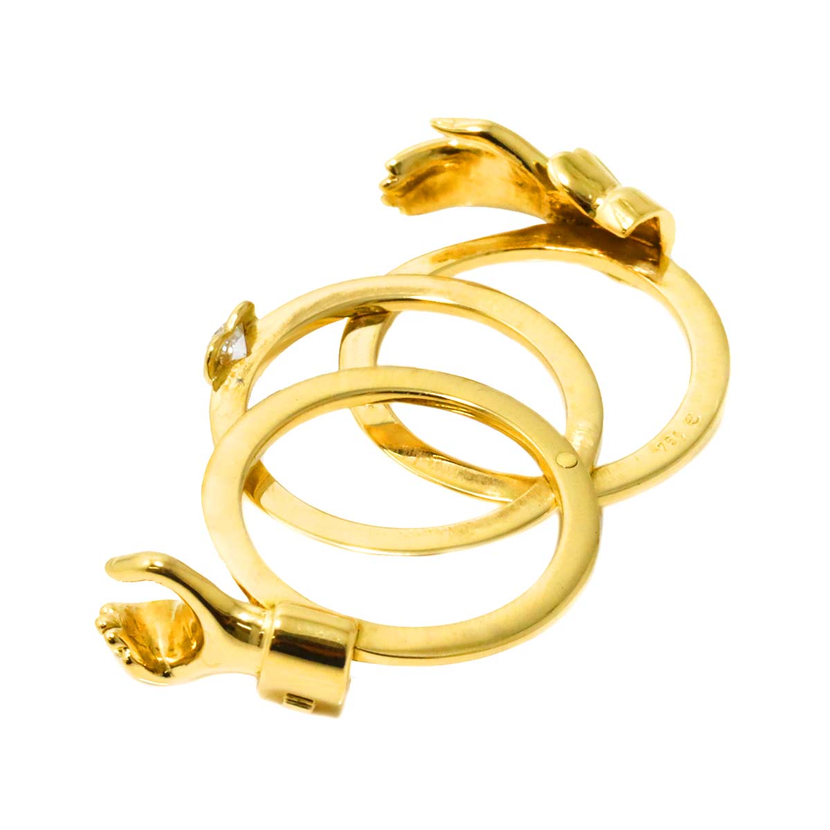 Diamond Ring 18K YG Yellow Gold 750 5.75-6(US)