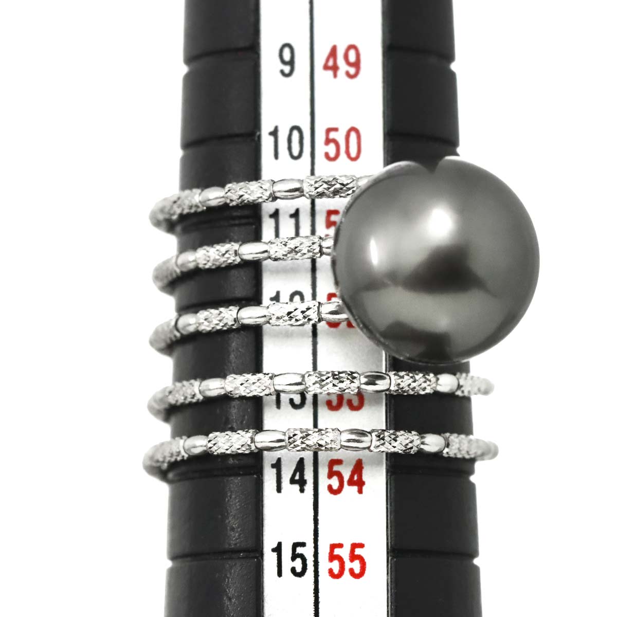 Black South Sea pearl 11.3mm Ring 18K WG 750 size5.75-6(US)