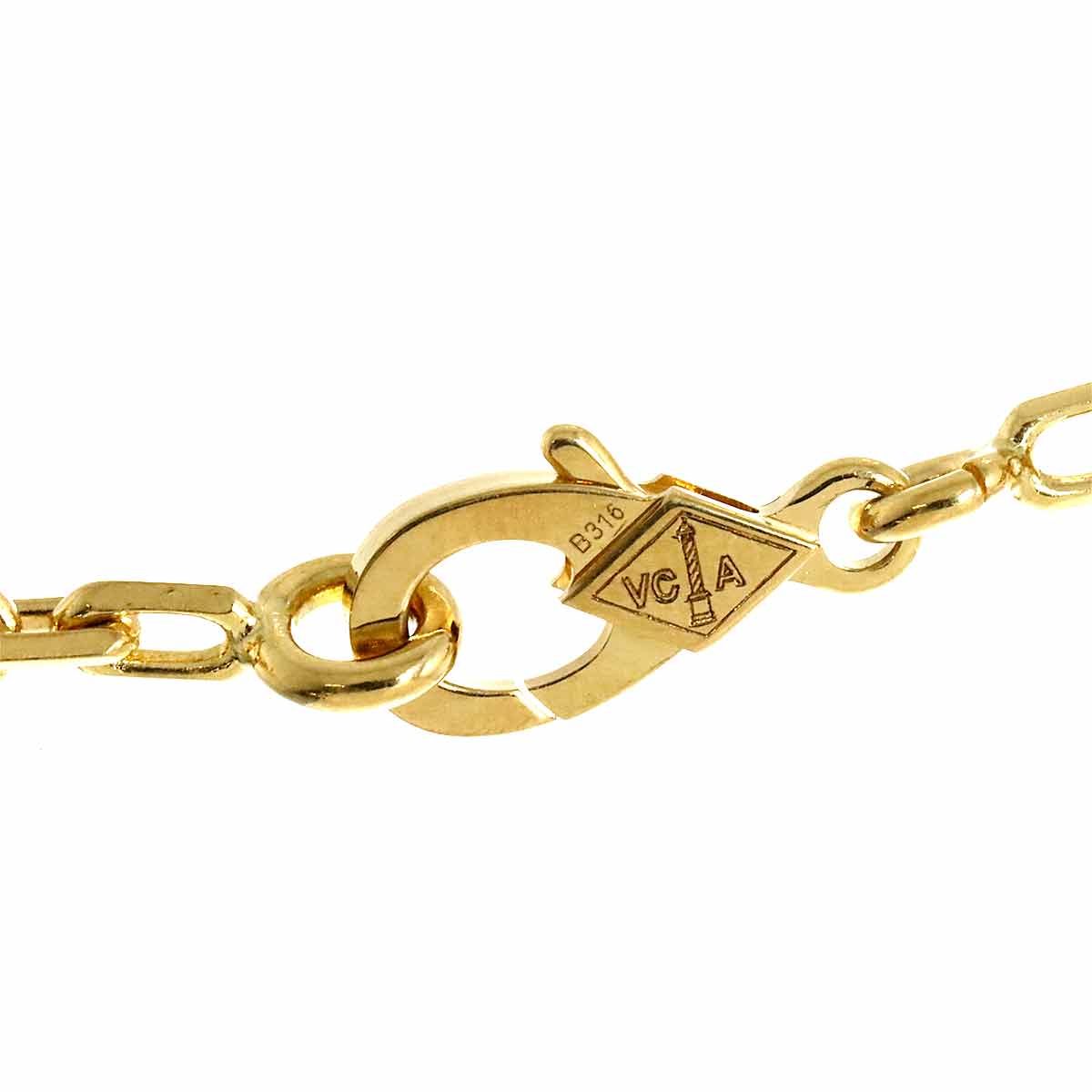 Vintage Alhambra Mother of Pearl MOP Necklace 18K YG