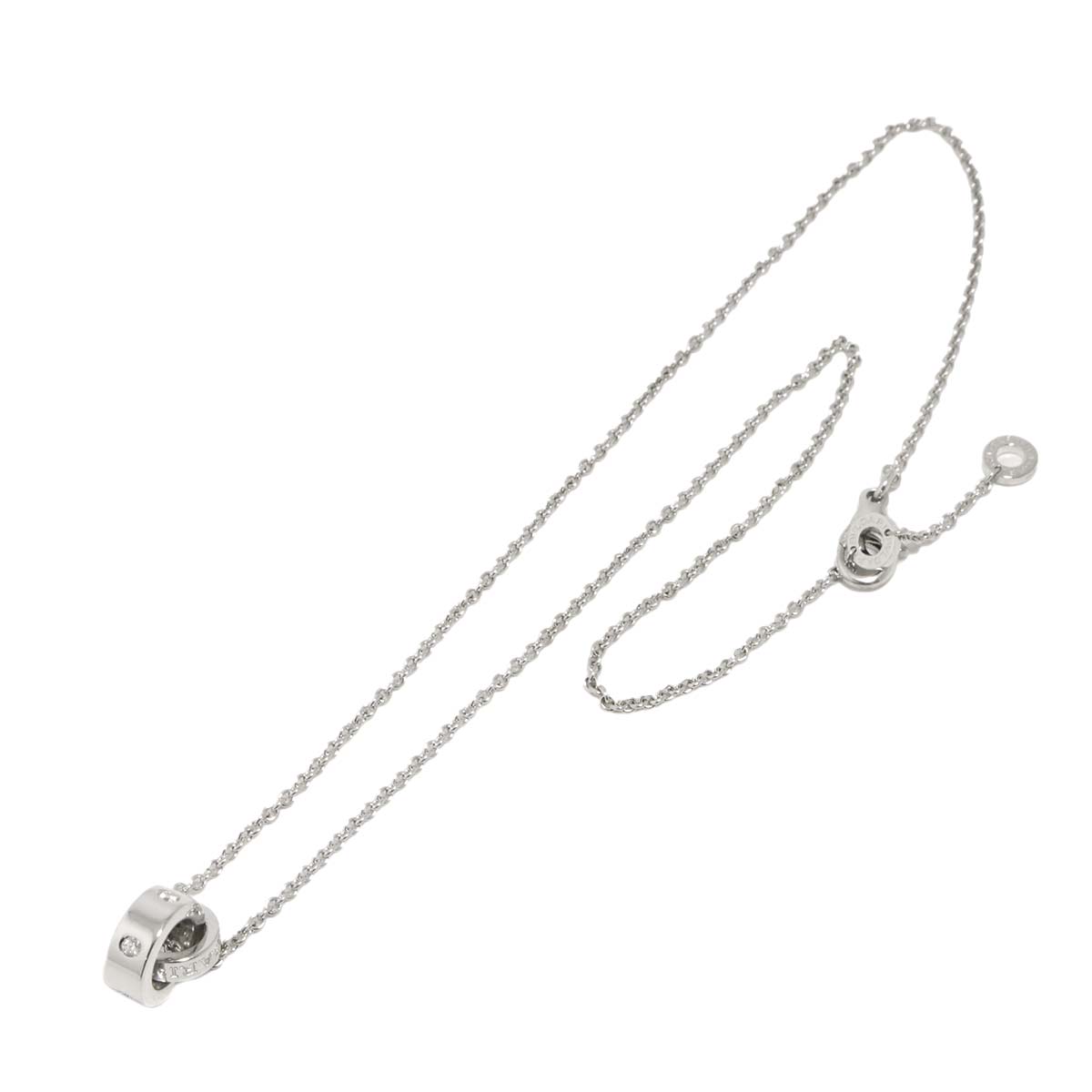 Double Logo Diamond Necklace 18K White Gold 750