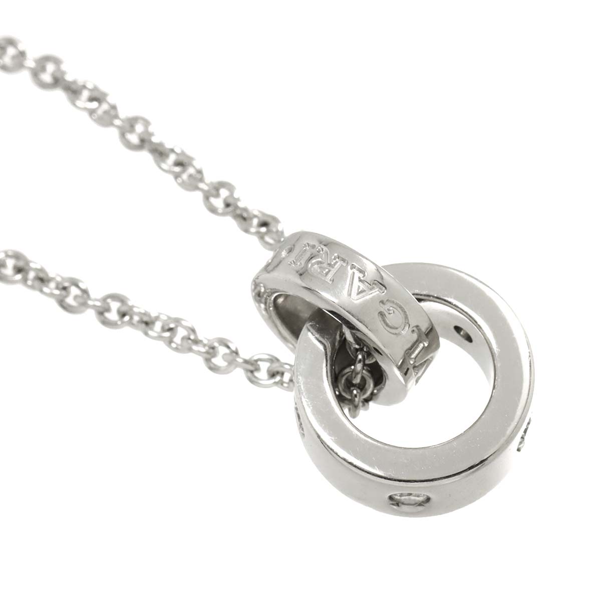 Double Logo Diamond Necklace 18K White Gold 750