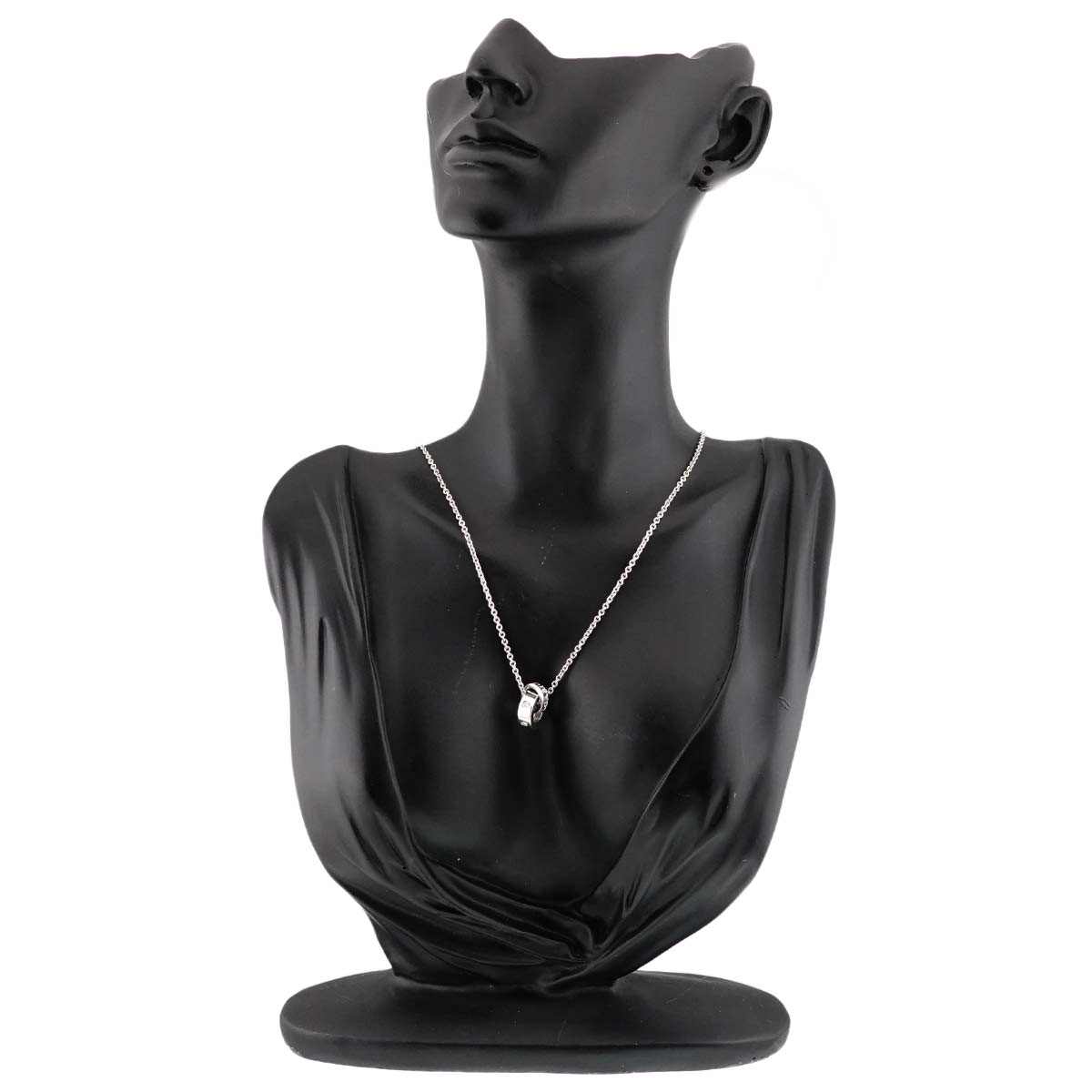 Double Logo Diamond Necklace 18K White Gold 750