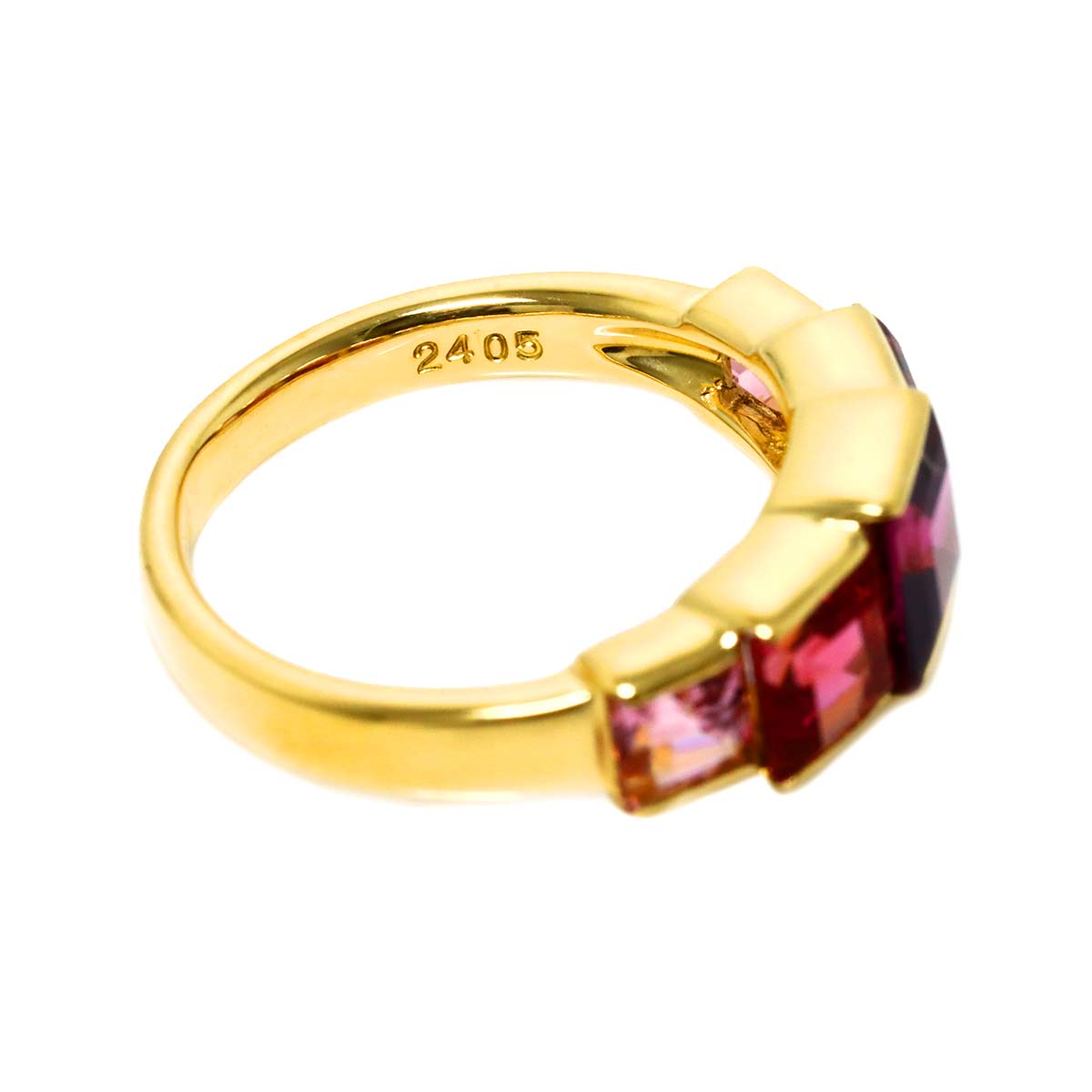 Tourmaline 1.80ct Garnet 1.20ct Ring 18K YG 750 Size6(US)