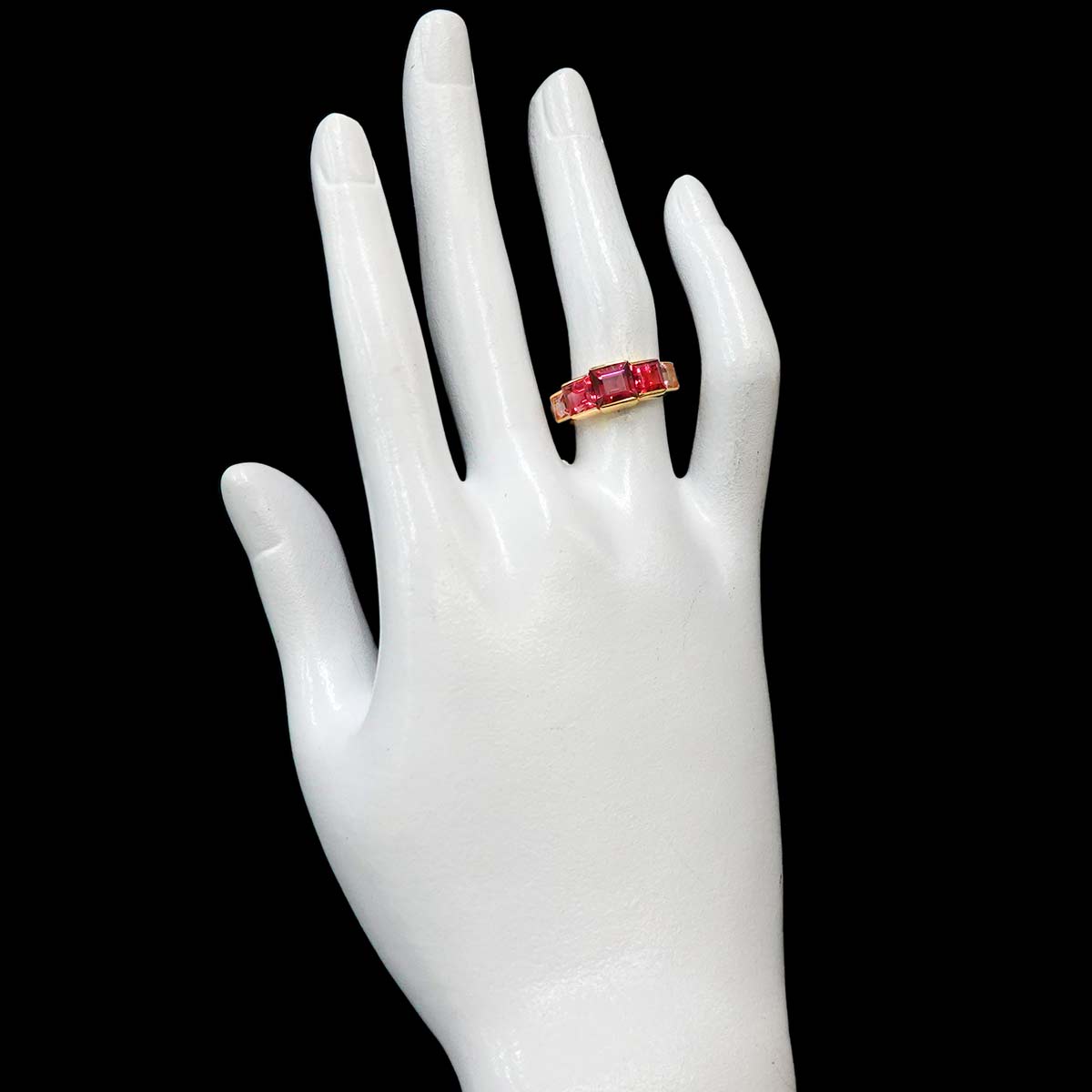 Tourmaline 1.80ct Garnet 1.20ct Ring 18K YG 750 Size6(US)