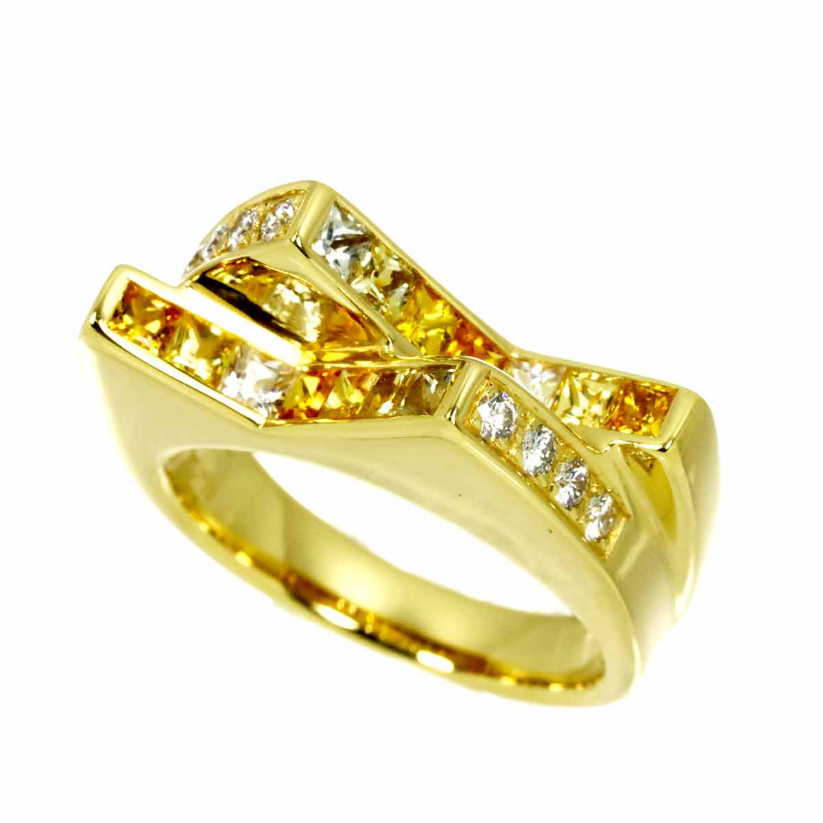 Sapphire 1.22ct Diamond 0.19ct Ring 18K YG 750 Size6.25-6.5(US)