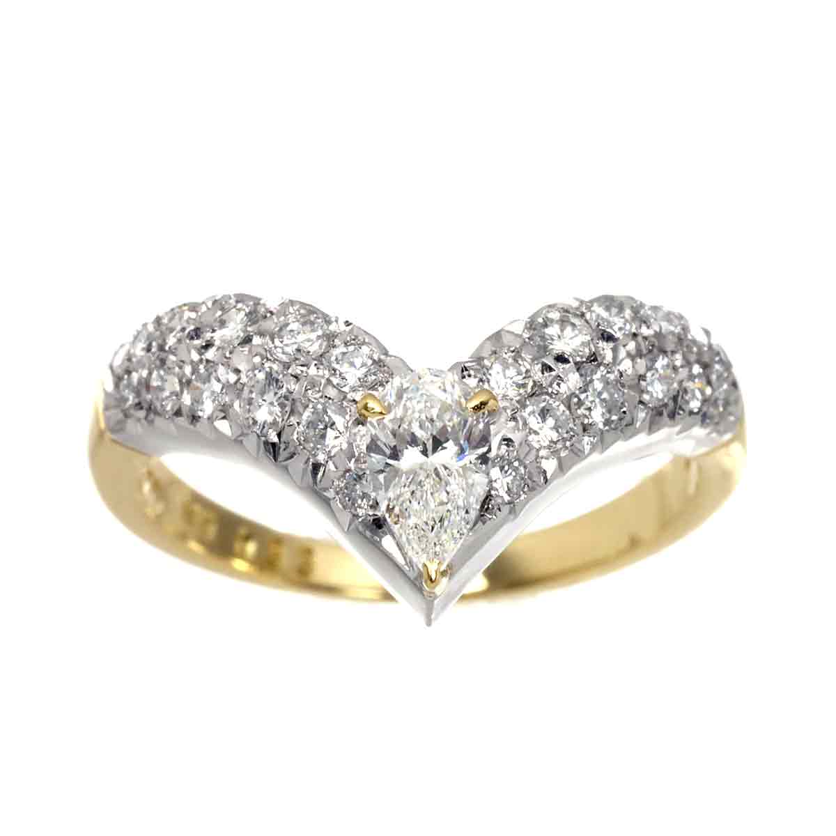 Diamond 0.33/0.34ct Ring Pt 18K YG 750 Size5.25(US)