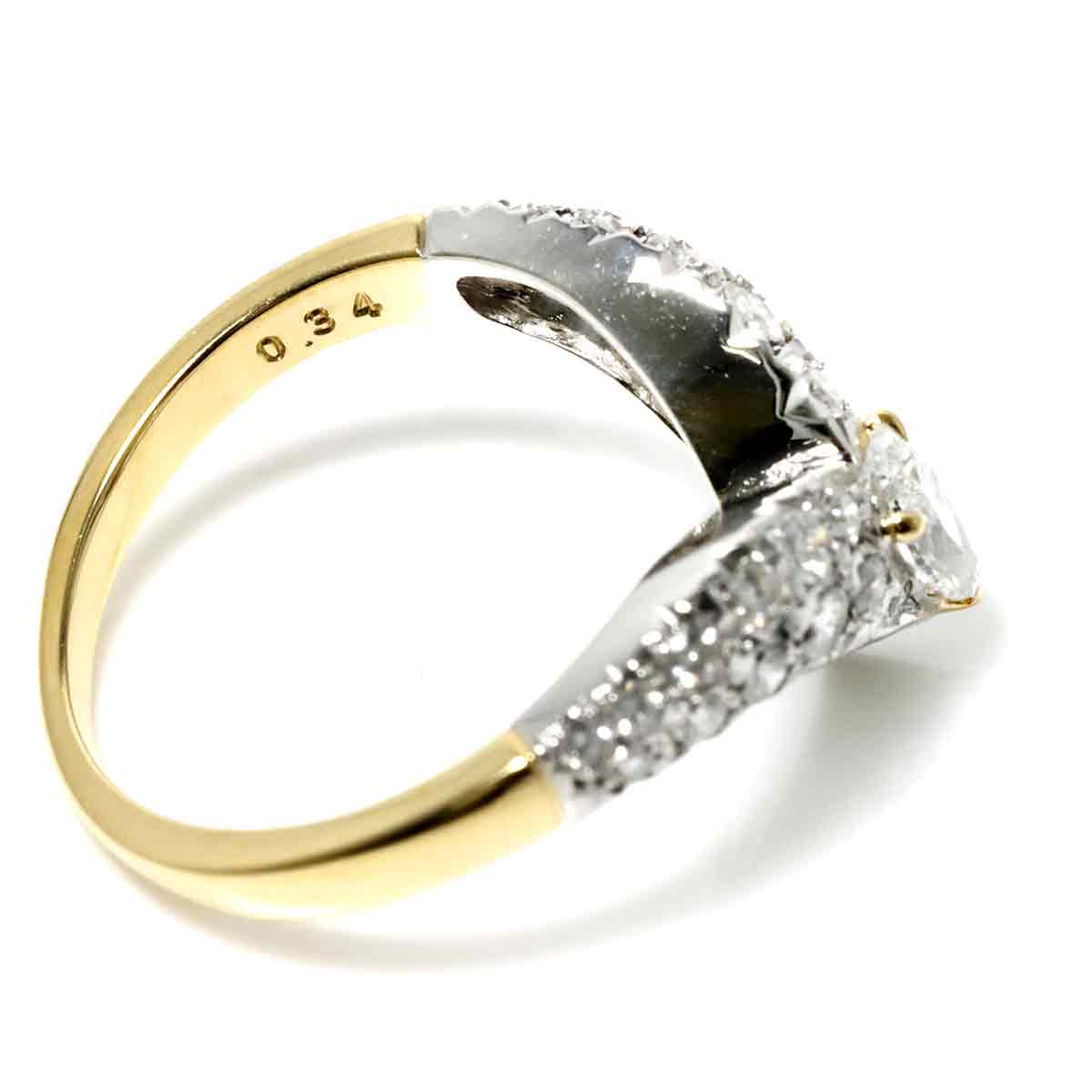 Diamond 0.33/0.34ct Ring Pt 18K YG 750 Size5.25(US)