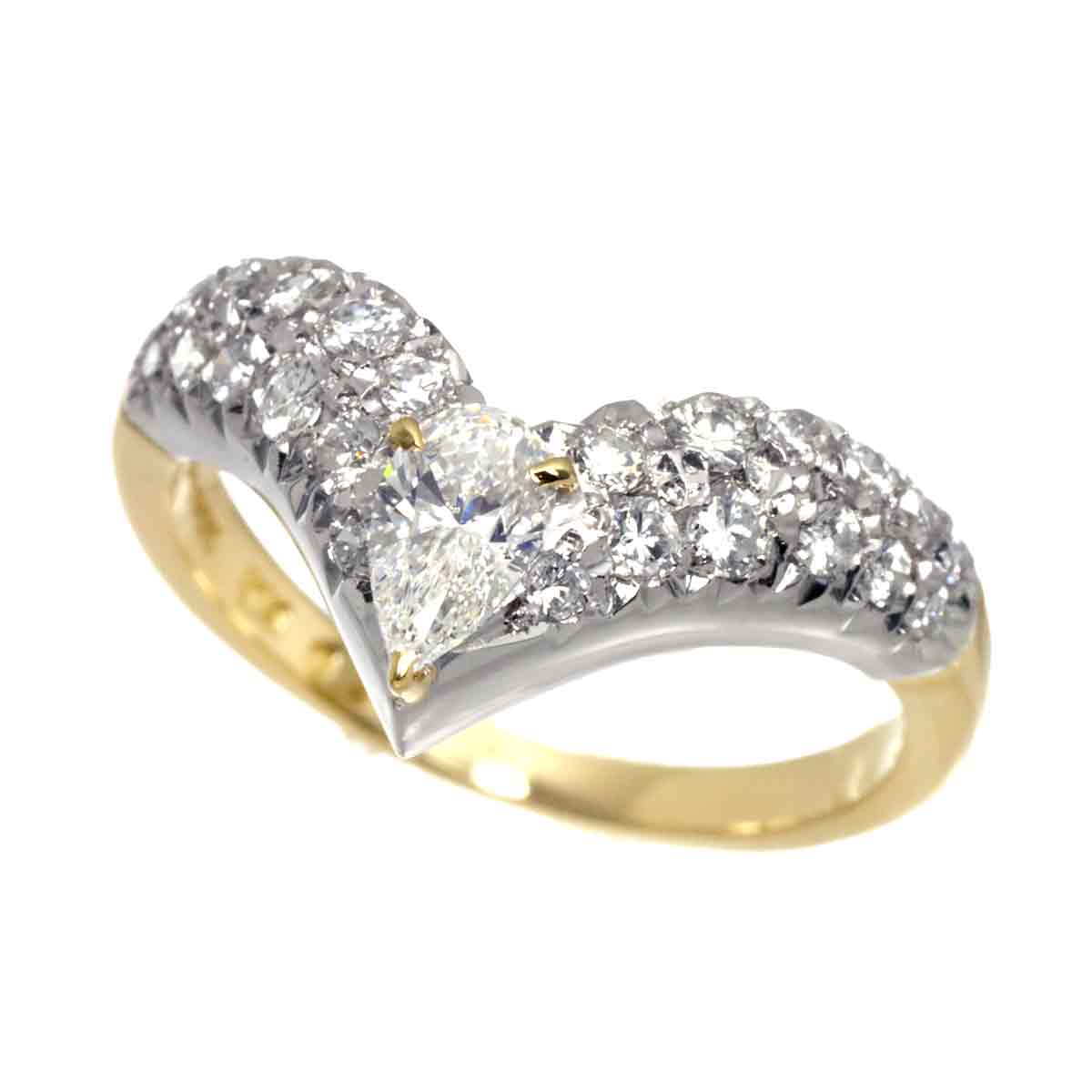 Diamond 0.33/0.34ct Ring Pt 18K YG 750 Size5.25(US)