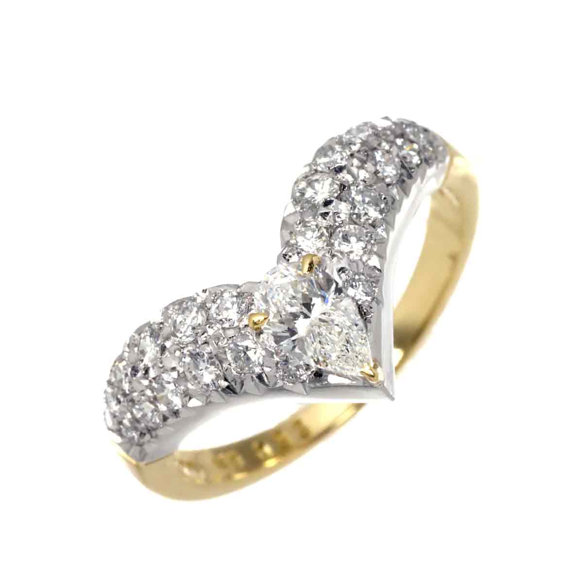 Diamond 0.33/0.34ct Ring Pt 18K YG 750 Size5.25(US)
