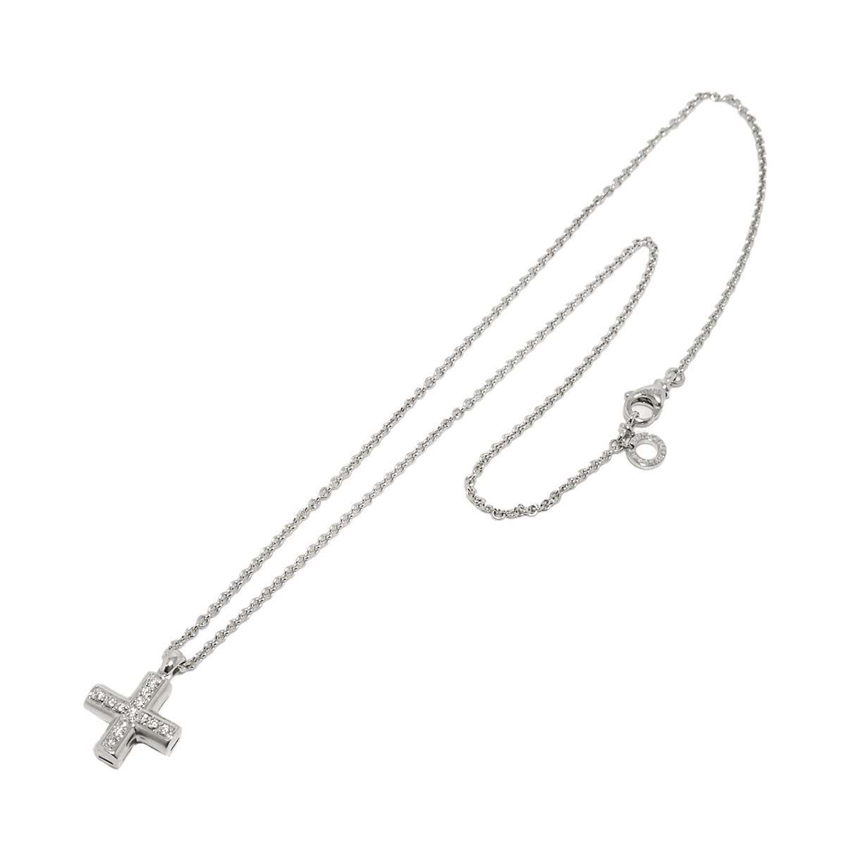 Cross Diamond Necklace K18 18K WG White Gold 750