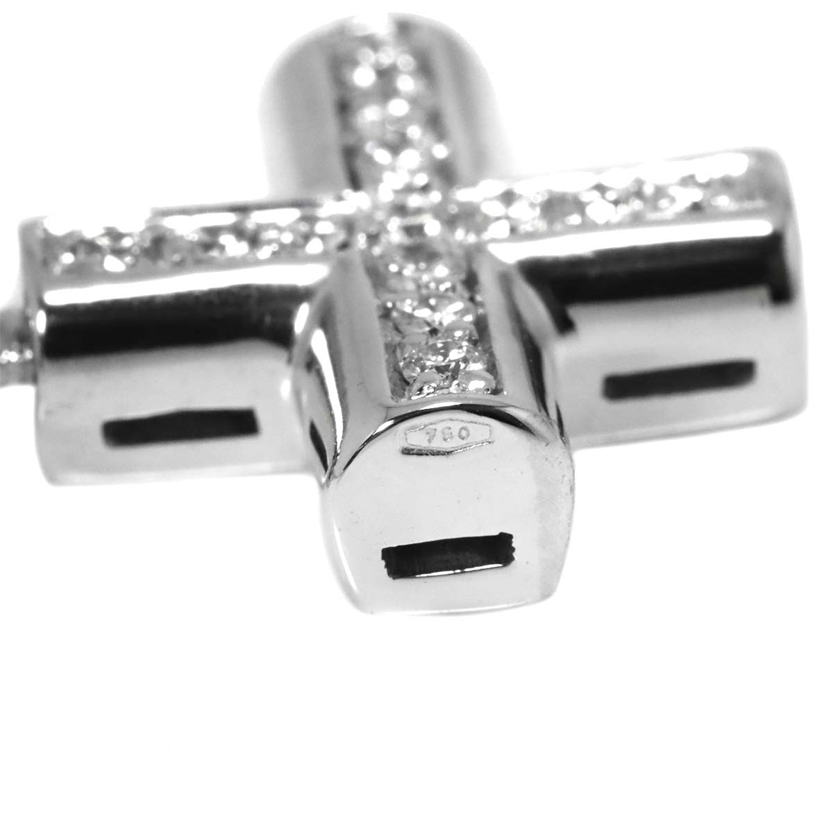 Cross Diamond Necklace K18 18K WG White Gold 750