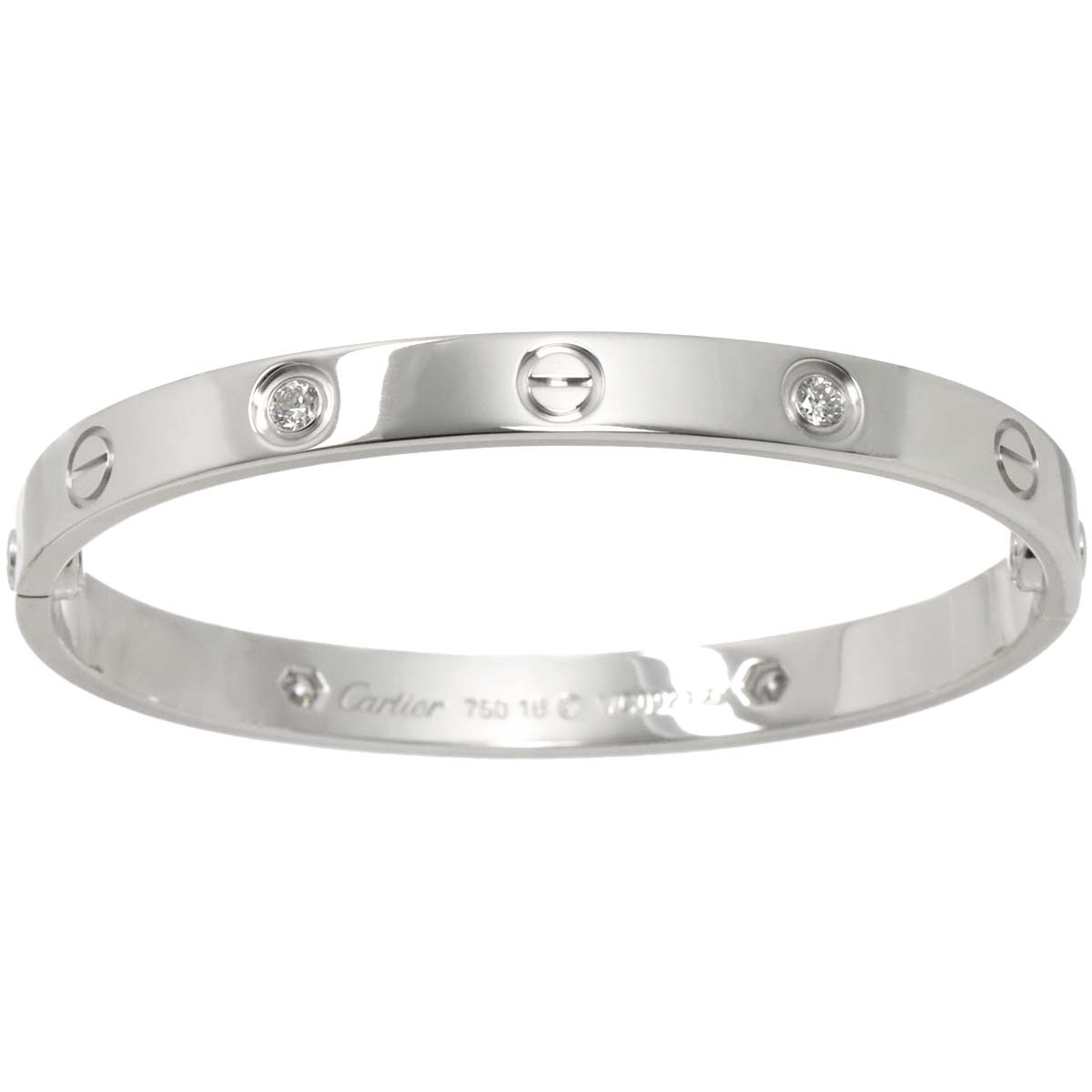 Love Bracelet Diamond 4P Bangle 18K WG 750 Size16