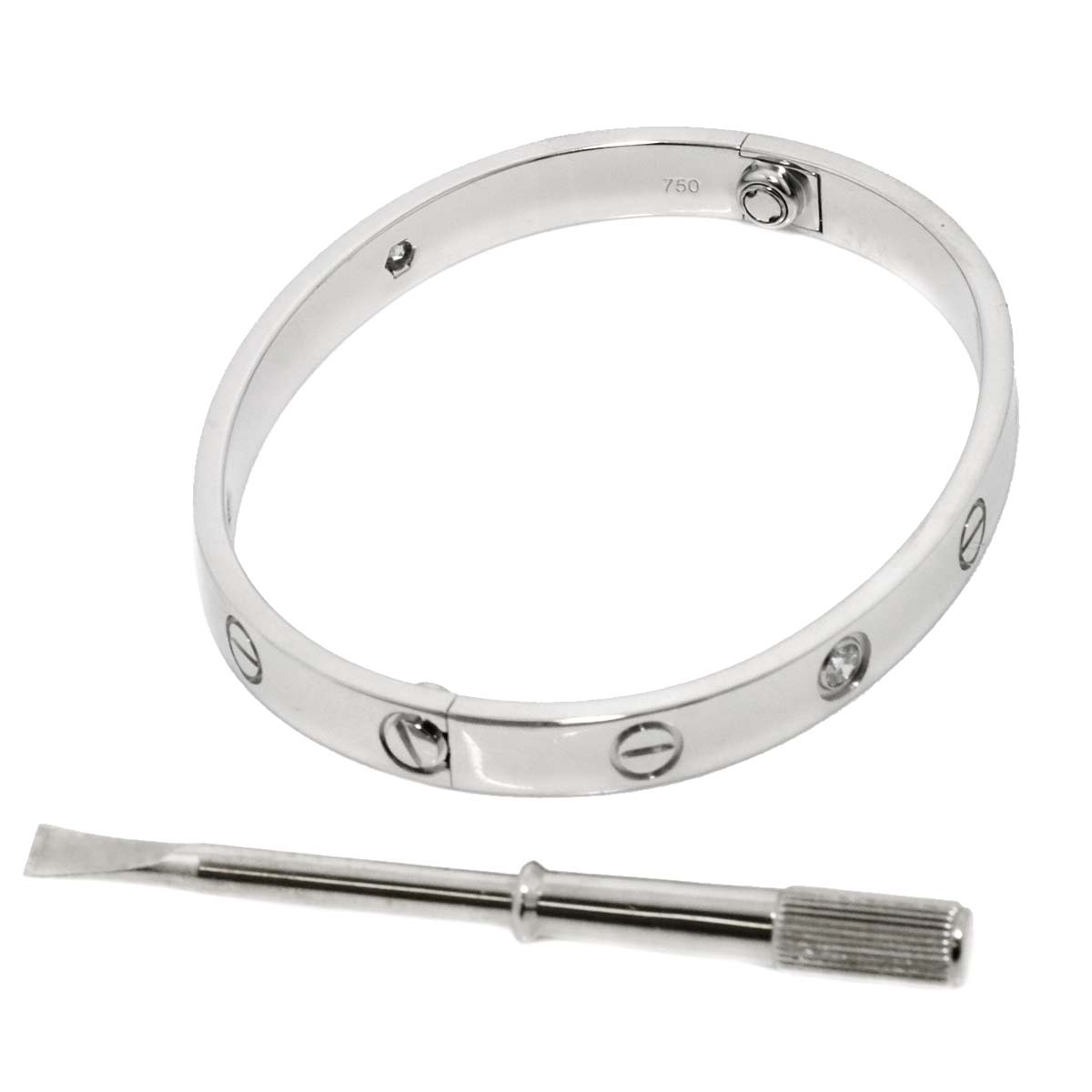 Love Bracelet Diamond 4P Bangle 18K WG 750 Size16