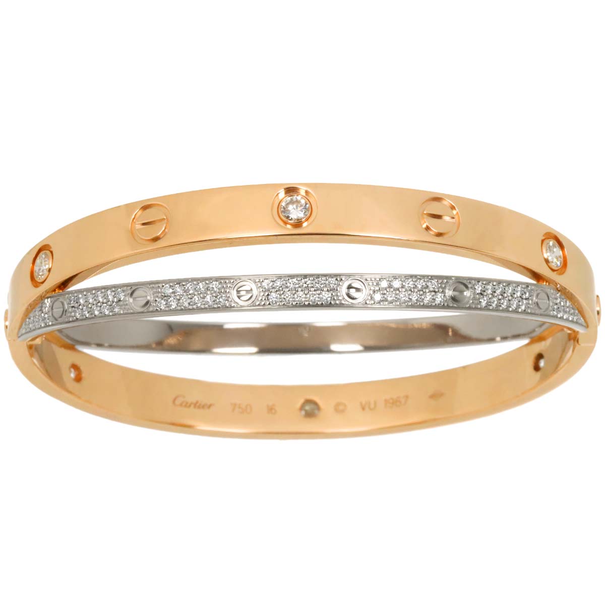 Love Bracelet Diamond 18K K18 PG WG 750 size16