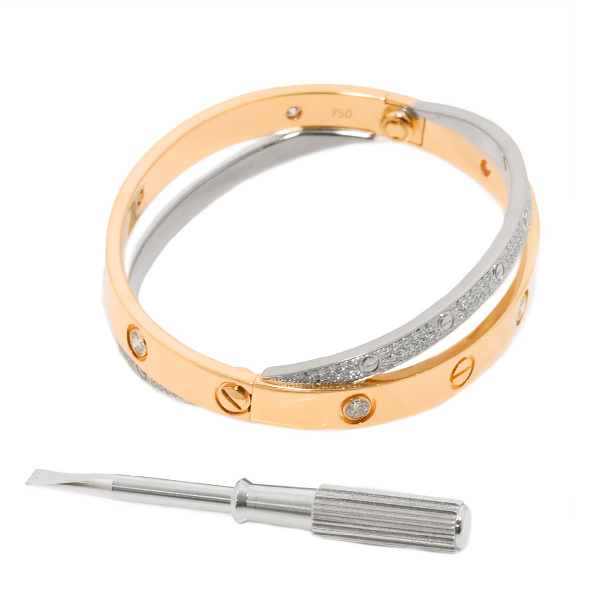 Love Bracelet Diamond 18K K18 PG WG 750 size16