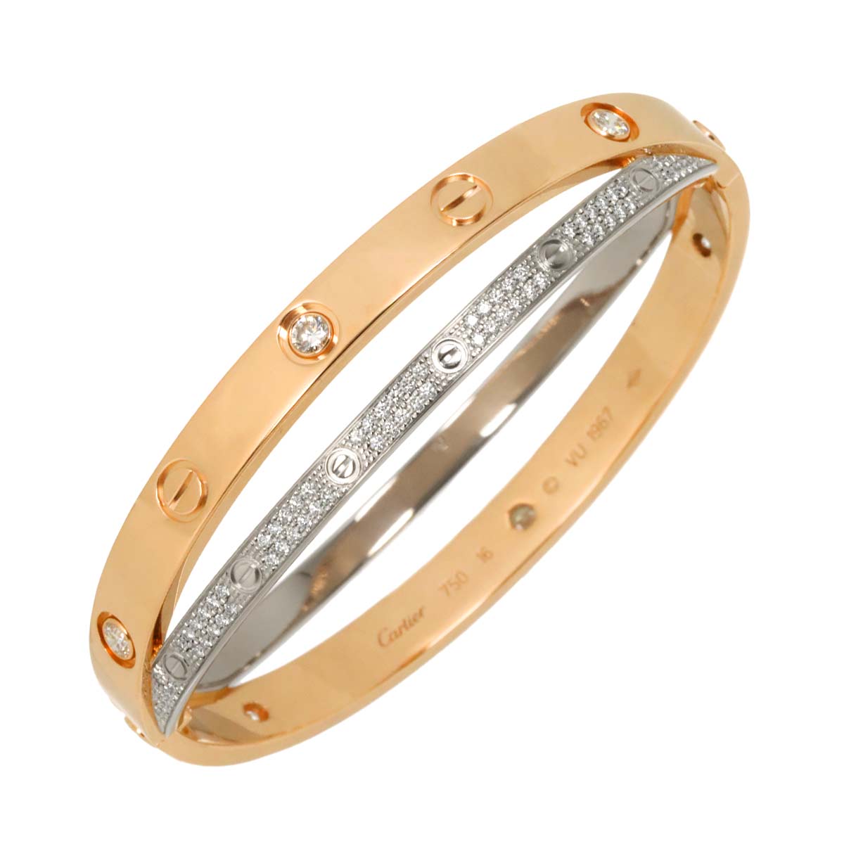 Love Bracelet Diamond 18K K18 PG WG 750 size16