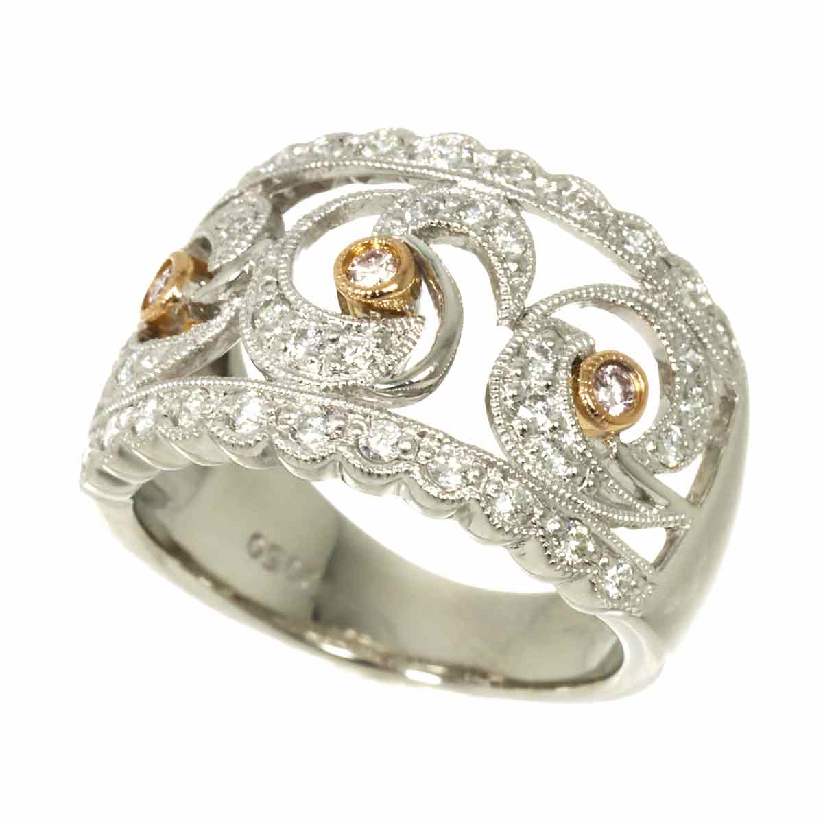 Diamond 0.50ct Ring Pt 18K PG 750 Size5.5-5.75(US)