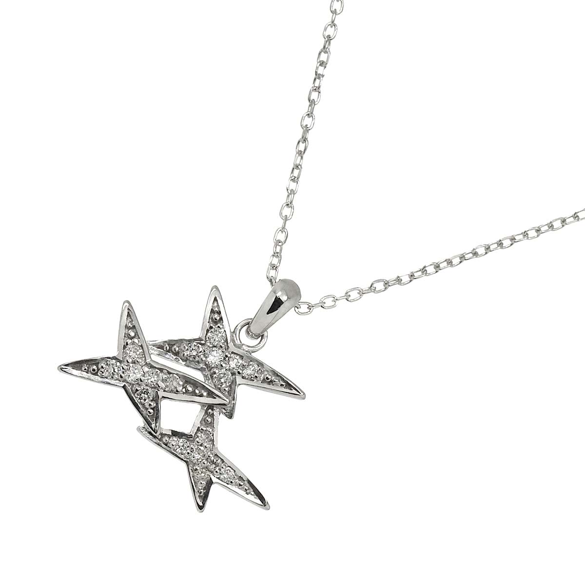 A Jamais Mon Etoile Diamond Necklace 18K WG 750