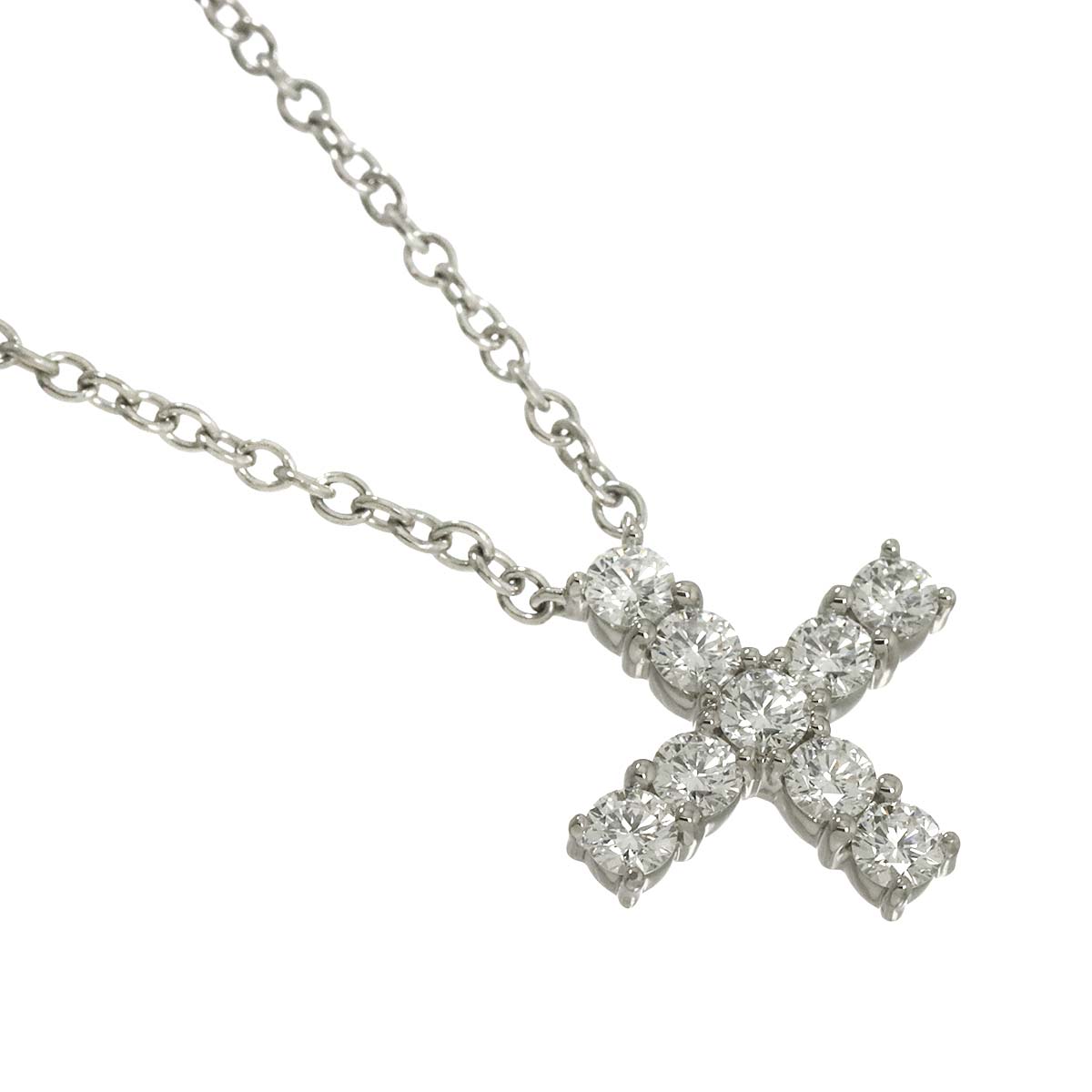 Mini Cross Diamond Necklace Pt