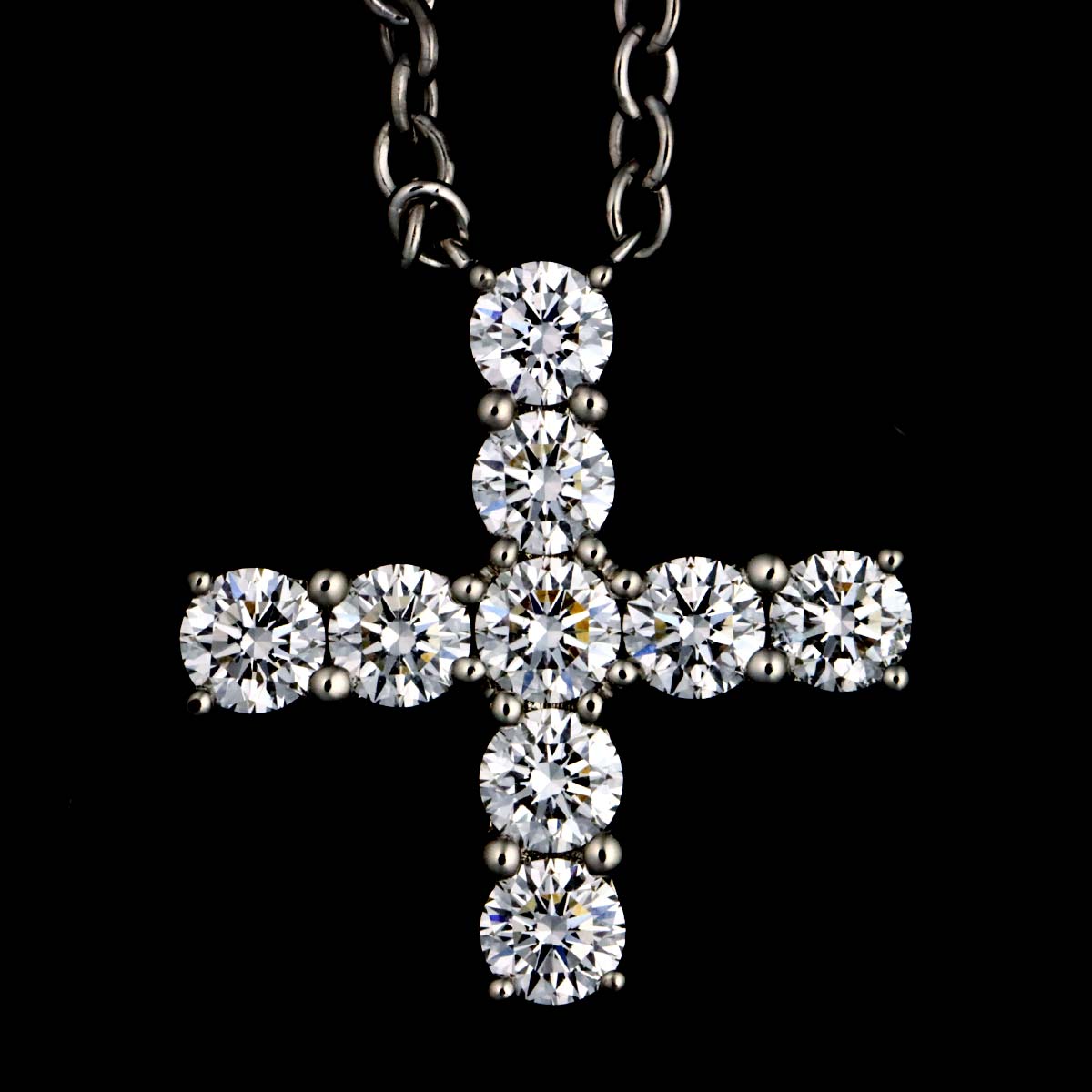 Mini Cross Diamond Necklace Pt